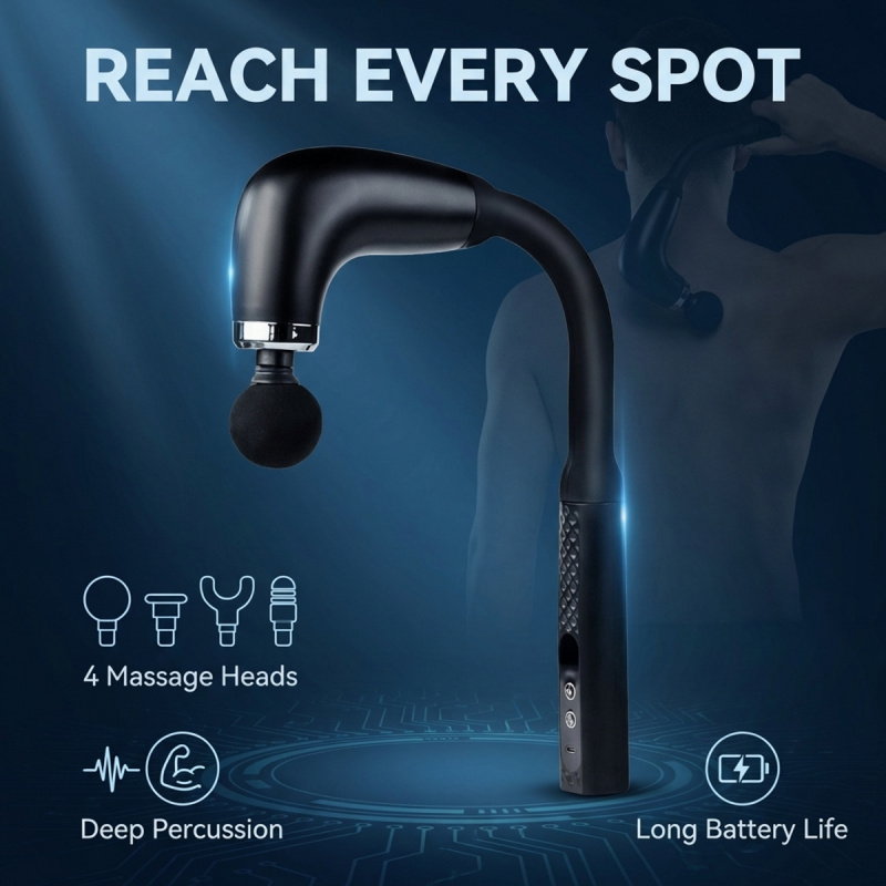 Massage Gun Percussion Deep Tissue - Elektrische spiermassagegun met 4 opzetstukken, diepe