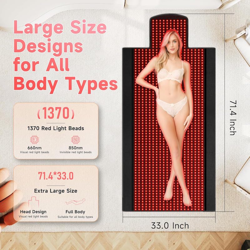 Rode Lichttherapie Mat, 71,4x3 - Red Light Therapy Mat Full Body recensie en prijs